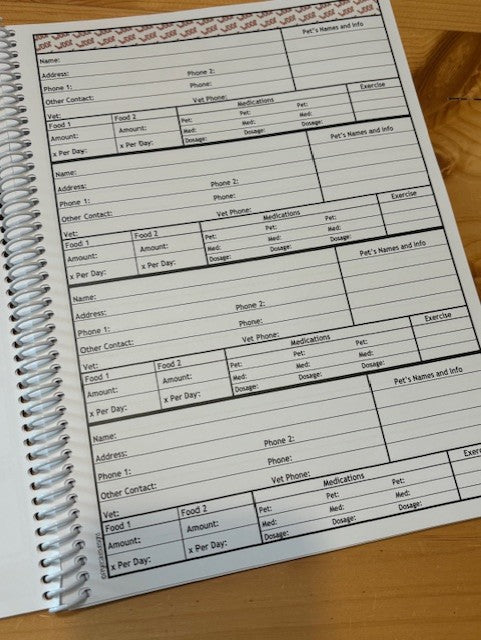 2025-2026 Pet Sitter Planner & Organizer with Pet and Owner Info Pages.  Large or Medium.  TEAL PUPS DESIGN