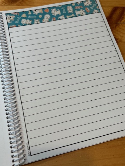 2025-2026 Pet Sitter Planner & Organizer with Pet and Owner Info Pages.  Large or Medium.  TEAL PUPS DESIGN