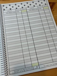 2025-2026 Pet Sitter Planner & Organizer with Pet and Owner Info Pages.  Large or Medium.  BLACK PAW PRINTS DESIGN DESIGN