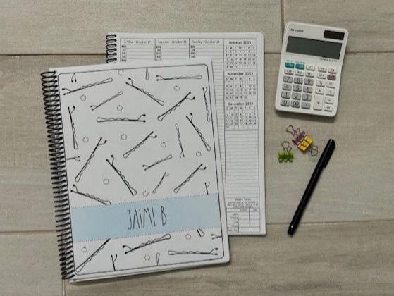 BOBBY PINS DESIGN - 12 Month Dated Appointment Book With Business Organizer/Planner + UPGRADE OPTIONS