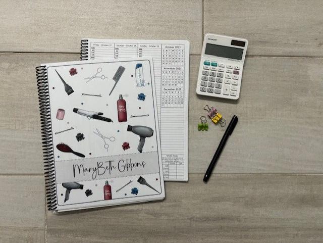 HAIR TOOLS DESIGN - 12 Month Dated Appointment Book With Business Organizer/Planner + UPGRADE OPTIONS