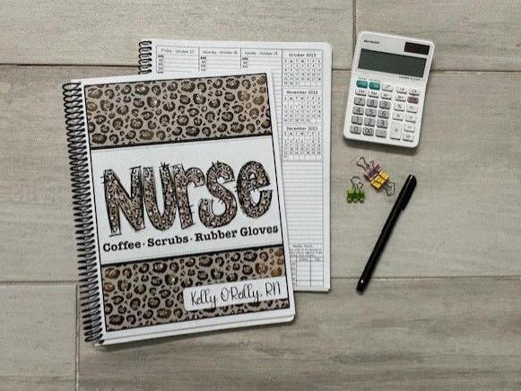 NURSE - MEDICAL WITH LEOPARD PRINT DESIGN - Standard 12 Month Appointment Book - Start Any Month - 3 Sizes with Optional Income & Expenses Tracking