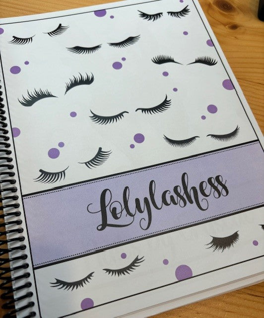 LOTS OF LASHES - PURPLE DESIGN - 12 Month Dated Appointment Book With Business Organizer/Planner + UPGRADE OPTIONS