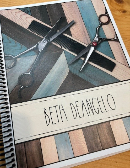 STYLIST TOOLS ON WOOD DESIGN - Standard 12 Month Appointment Book - Start Any Month - 3 Sizes with Optional Income & Expenses Tracking