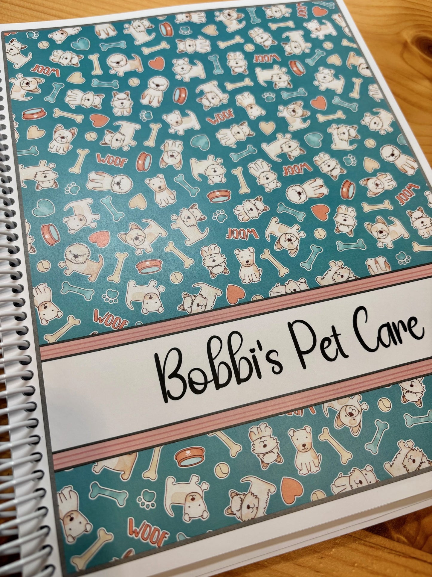 CUTE DOGS - TEAL DESIGN - 12 Month Dated Appointment Book With Business Organizer/Planner + UPGRADE OPTIONS