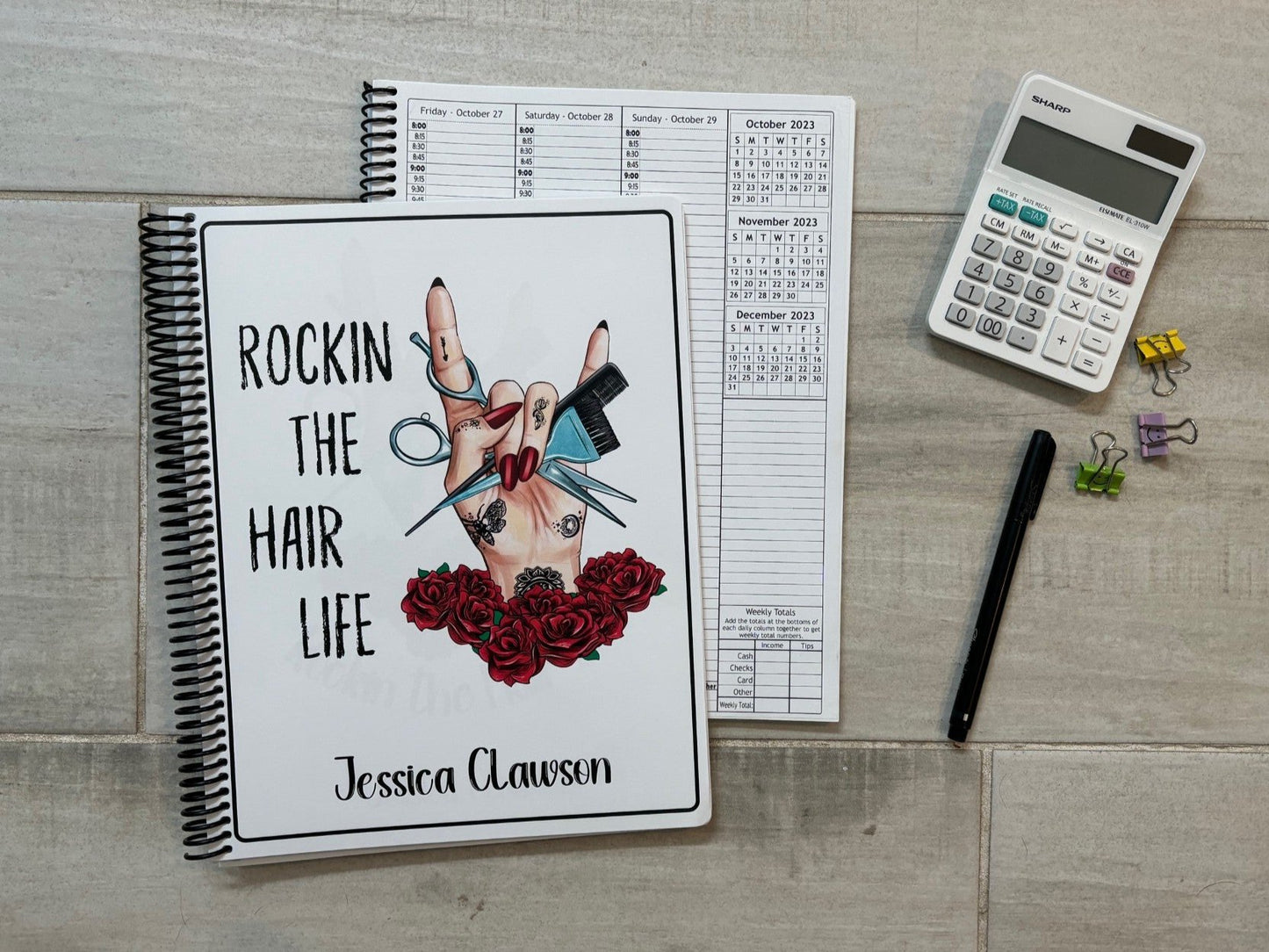 EDGY STYLIST DESIGN - 12 Month Dated Appointment Book With Business Organizer/Planner + UPGRADE OPTIONS