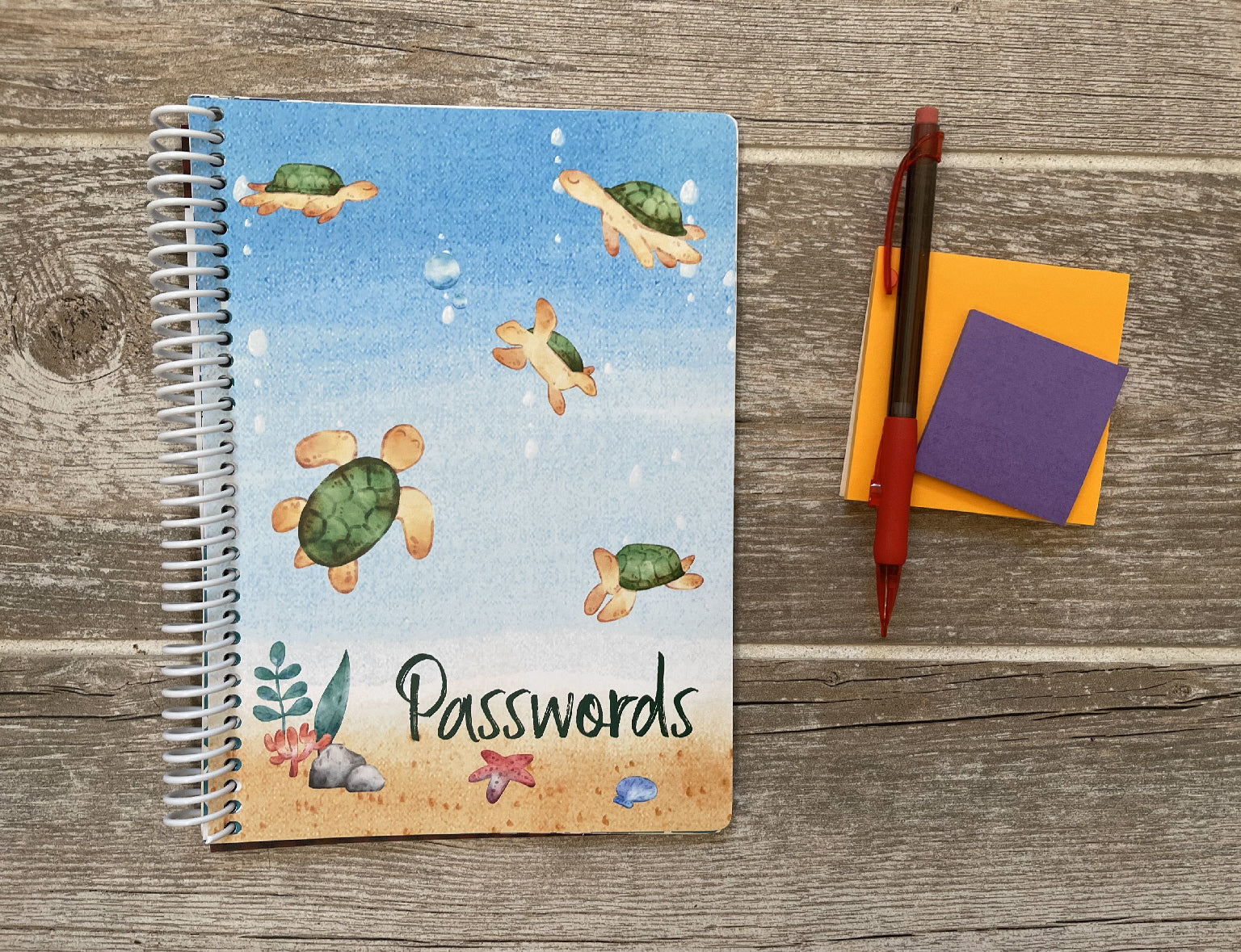 Turtle Password Pattern Password Organizer - Sea Turtles Design – FryeCakes Designs