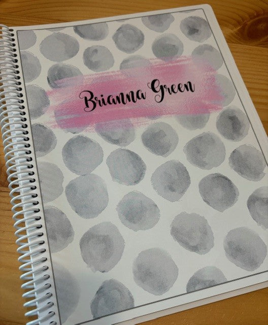 WATERCOLOR POLKA DOTS DESIGN - Standard 12 Month Appointment Book - Start Any Month - 3 Sizes with Optional Income & Expenses Tracking