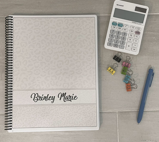 WHITE LEOPARD DESIGN - Standard 12 Month Appointment Book - Start Any Month - 3 Sizes with Optional Income & Expenses Tracking