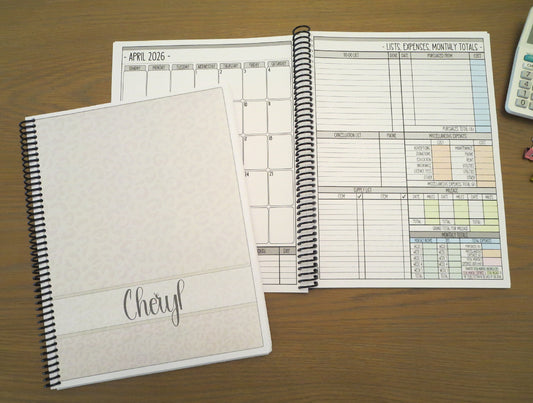 WHITE LEOPARD DESIGN - 12 Month Dated Appointment Book With Business Organizer/Planner + UPGRADE OPTIONS