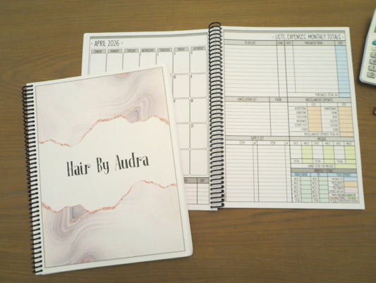 WHITE MARBLE DESIGN - 12 Month Dated Appointment Book With Business Organizer/Planner + UPGRADE OPTIONS